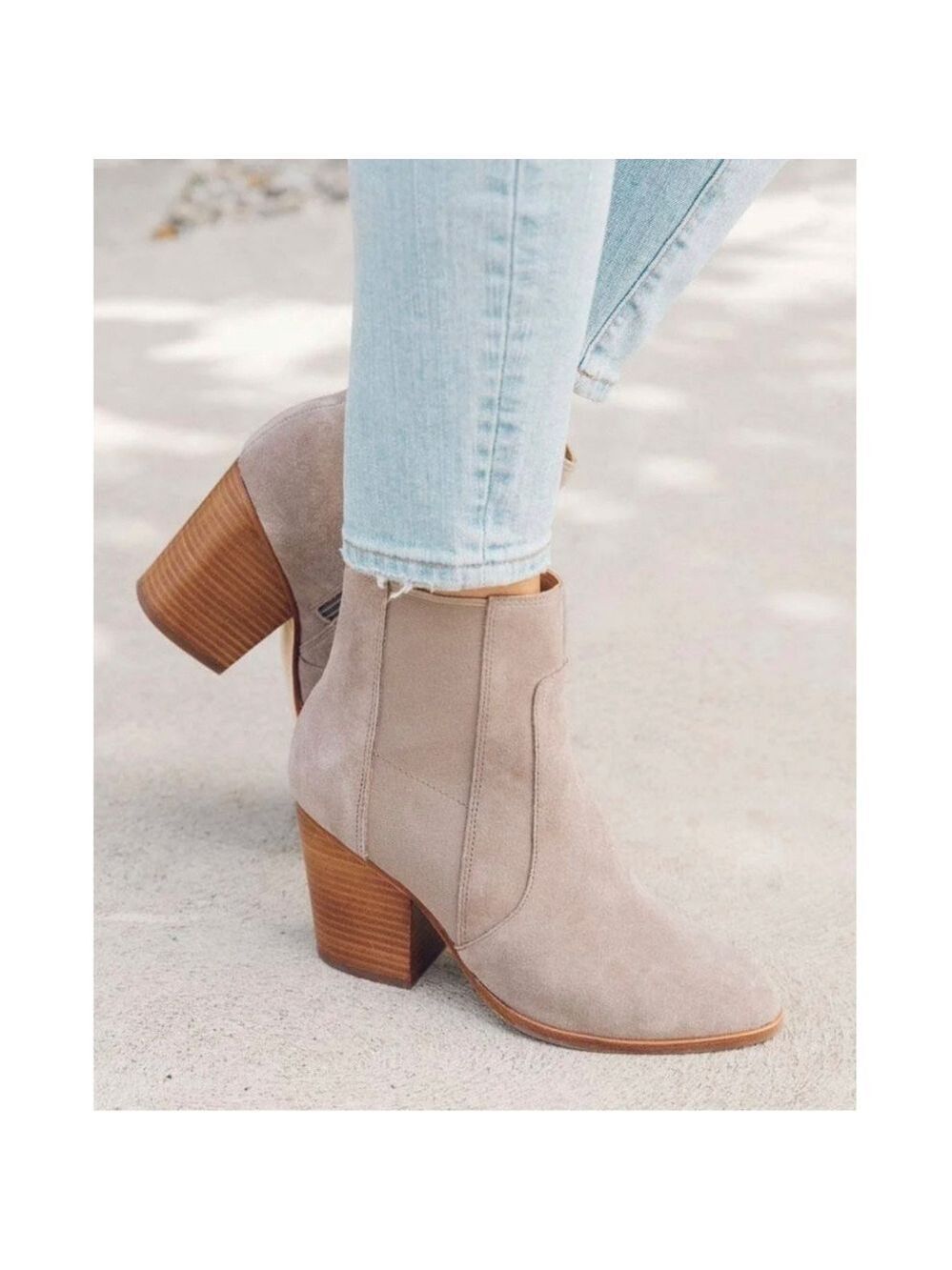 Women’s Soludos Taupe Leather Cowhide Heel Booties 8 US! - Picture 1 of 14